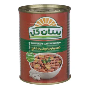 کنسرو لوبیا با قارچ سان گل